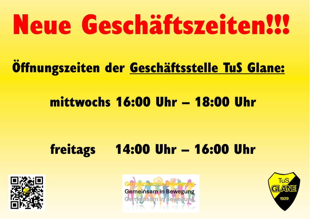 Plakat zu den neuen Öffnungszeiten